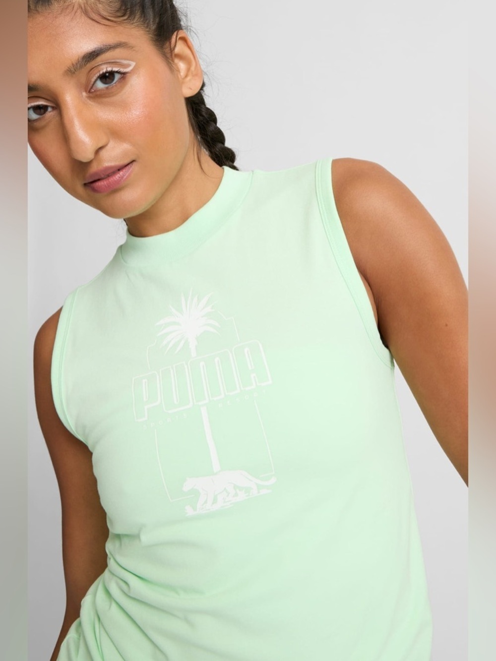 Puma Ladies' Sleeveless Tank Top in Light Green - Picture 9 of 10